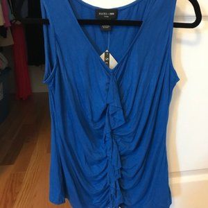 Blue Tank with Front Frill - Petite Large